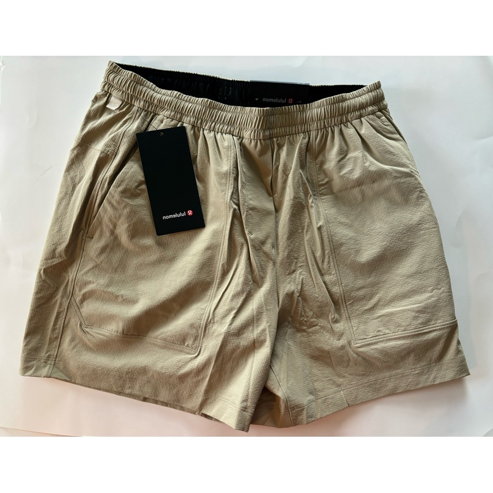 Lululemon Bowline 5" Shorts, Khaki, Ripstop Stretch Fabric, Medium